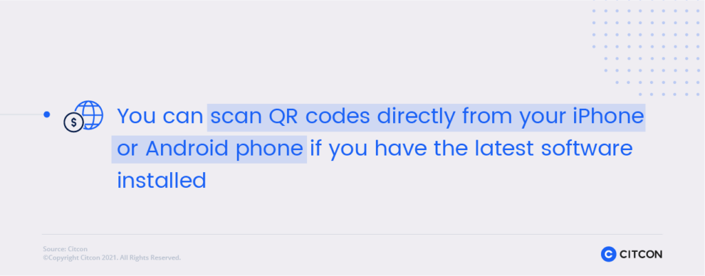 QR codes can be scanned directly from iPhones or Android phones.